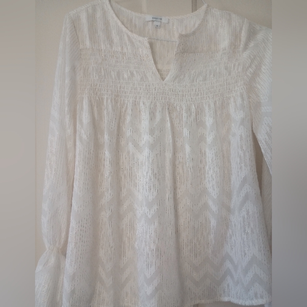 Maette white sheer long sleeve blouse